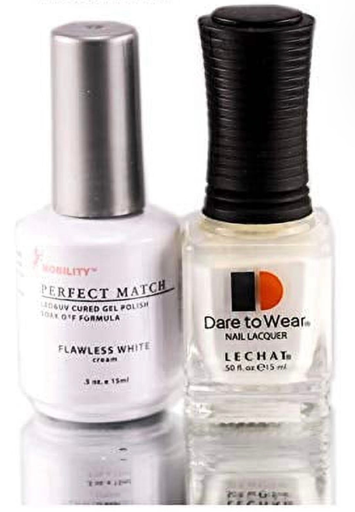 LeChat Perfect Match Gel Polish & Nail Lacquer, Gel Polish with Matching Regular Nail Polish Color(07 Flawless White)