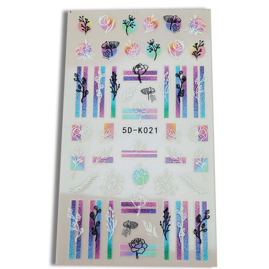 5D Floral Nail Art Sticker Self-Adhesive Decal(5D-K021)