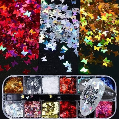 Hydrangea flower petals three-dimensional applique 3d nail stickers nail supplies dried flowers, plastic autumn leaves,plastic Butterfly 12 color