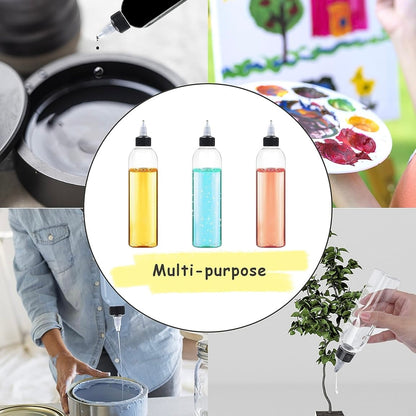 Plastic Squeeze Bottles with Twist Top Cap, 250ml Clear Dispensing Bottles, Empty Squirt Bottle for Liquids, Sauces, Arts, Crafts, Travel (1 Pcs/8oz)