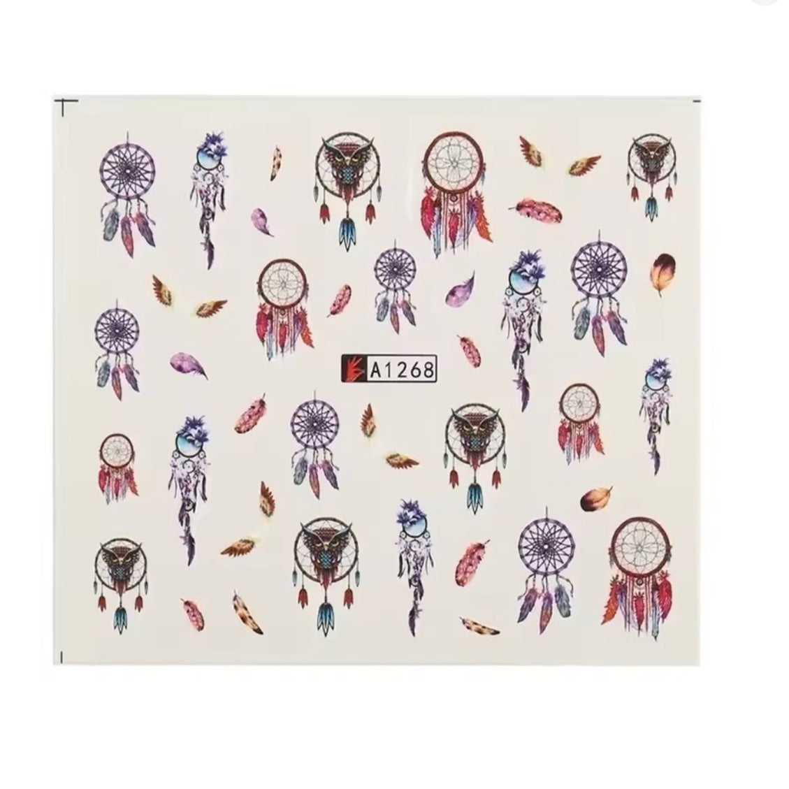 Nail Art Decals Water Transfer Nail Decals - Dream Catchers with feathers (1 Pcs)(A-1268)