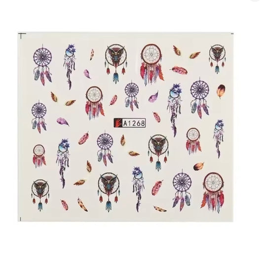 Nail Art Decals Water Transfer Nail Decals - Dream Catchers with feathers (1 Pcs)(A-1268)