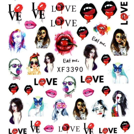 Nail Art Stickers Girl Power and Love (Z-D5289)