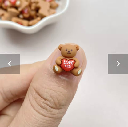 Cute Mini Cartoon Little Bear Nail Art Resin Designer Charms DIY Craft For Nail 3D Decorations Jewelry 20Pcs