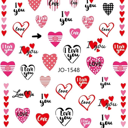 Nail Art Stickers Decals for Valentine's Day, DIY Self-Adhesive Love Nail Art Supplies for Women and Girls, Nail Sticker 3D Flower Romantic Valentines Day Nails Love Decals (Z-D5728)