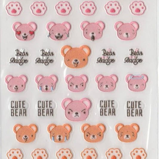 5D Self-Adhesive Nail Art Stickers - Cute Bear (Z-D5116)
