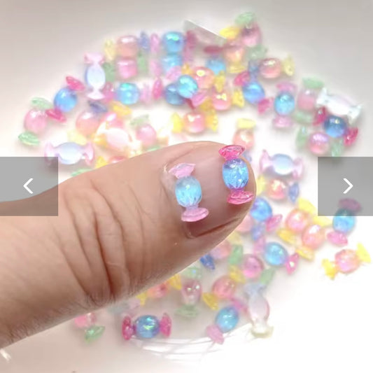 50pcs resin colored mini cute crystal candy art nail flat head rhinestone stickers DIY wedding scrapbook decoration crafts