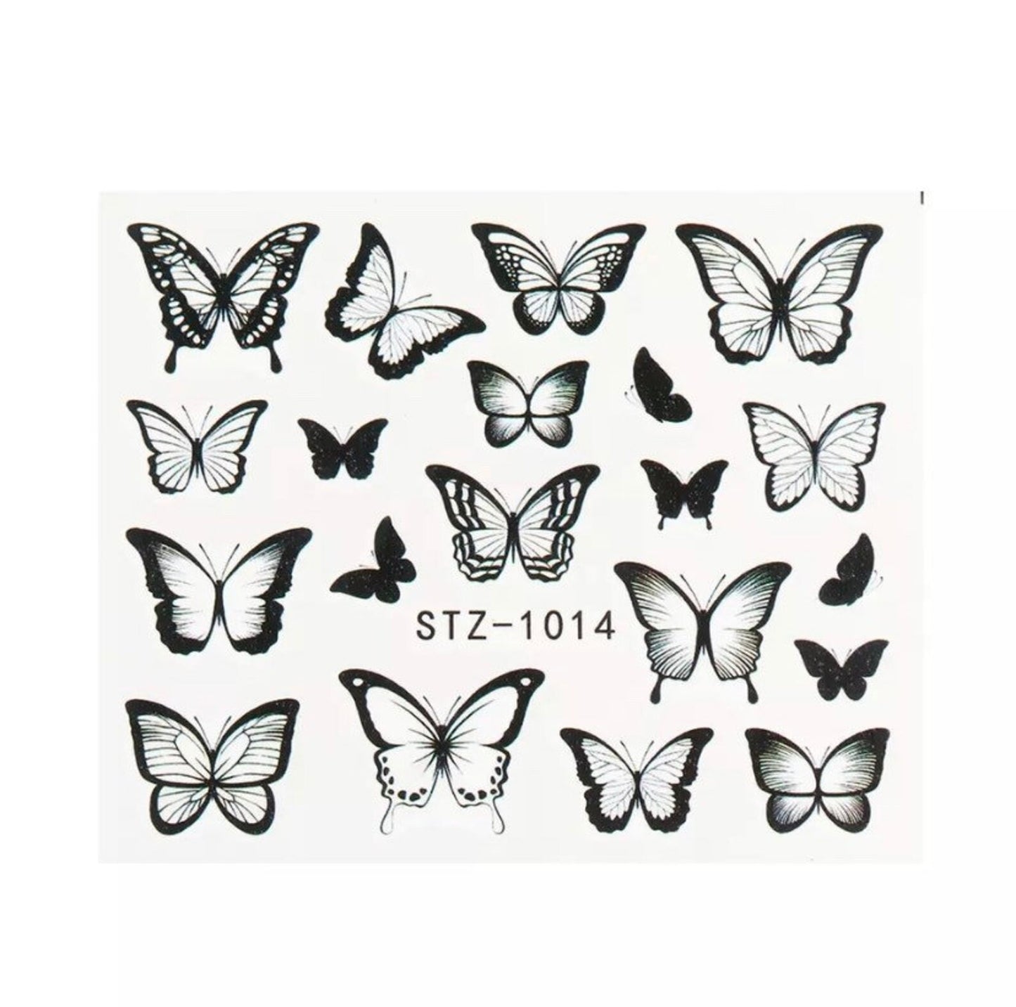 Water Transfer Nail Stickers, Nail Decals, Black Butterfly Design, Black Butterfly Nail Art, Nail Decoration (STZ-1014)