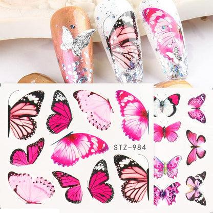 Nail Butterfly Sticker Butterfly Nail Sticker Water Transfer Decal for Girls Nail Art Design Sticker Nail Decorative Products(STZ-984)
