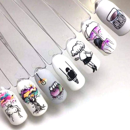 Nail Art Stickers Water Transfer Nail Decals for Women Cool Girls Nail Manicure Nail Decoration Design Nail Stickers Tip Charms Accessories(STZ-764)