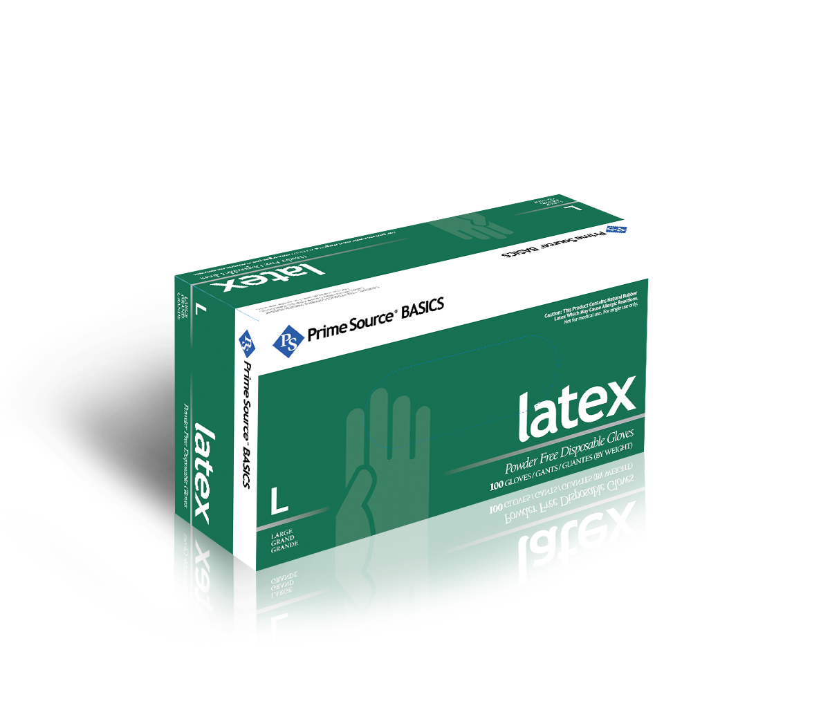 Prime Source Basics Powder-Free White Latex Disposable Gloves (Large,100 Box)