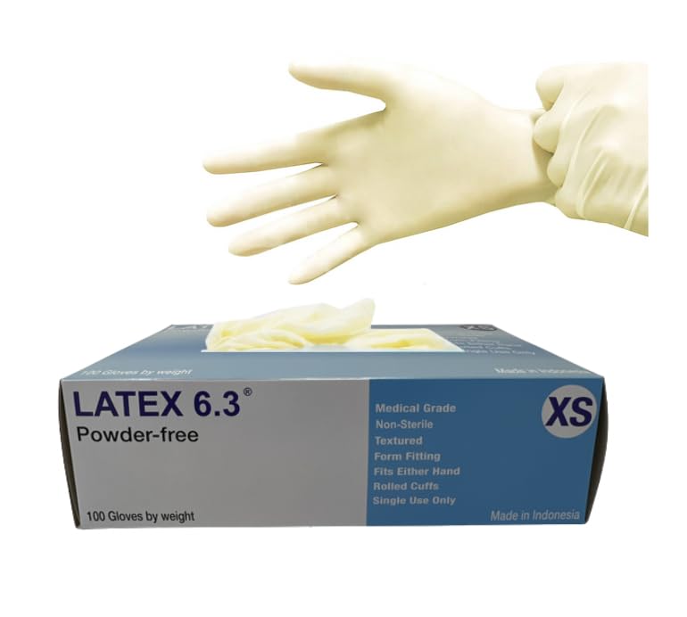 LATEX 6.3 Exam Disposable Powder Free Gloves, Medical Grade, Multi Purpose, Heavy Duty 100pcs/Box…