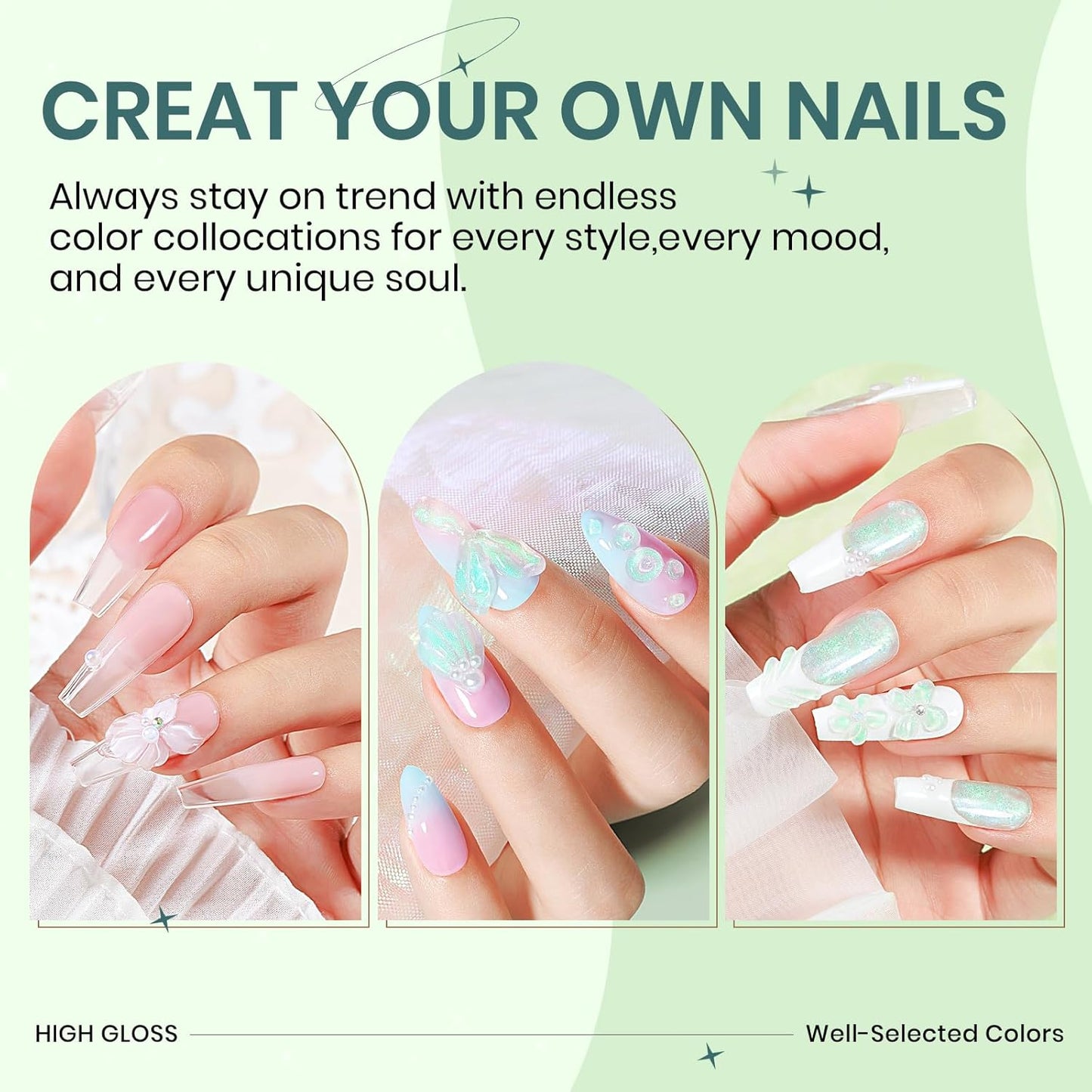 Rino-Solid Builder Gel 3D Nail Gel Art Non-Stick Hand Sculpture Hard Gel with Dual Form for 3D Modeling Nail Art Home Manicure DIY for Women(001-Aurora Green/002-Aurora Purple/003-Aurora Blue/004-Aurora Pink/005-Aurora Yellow)