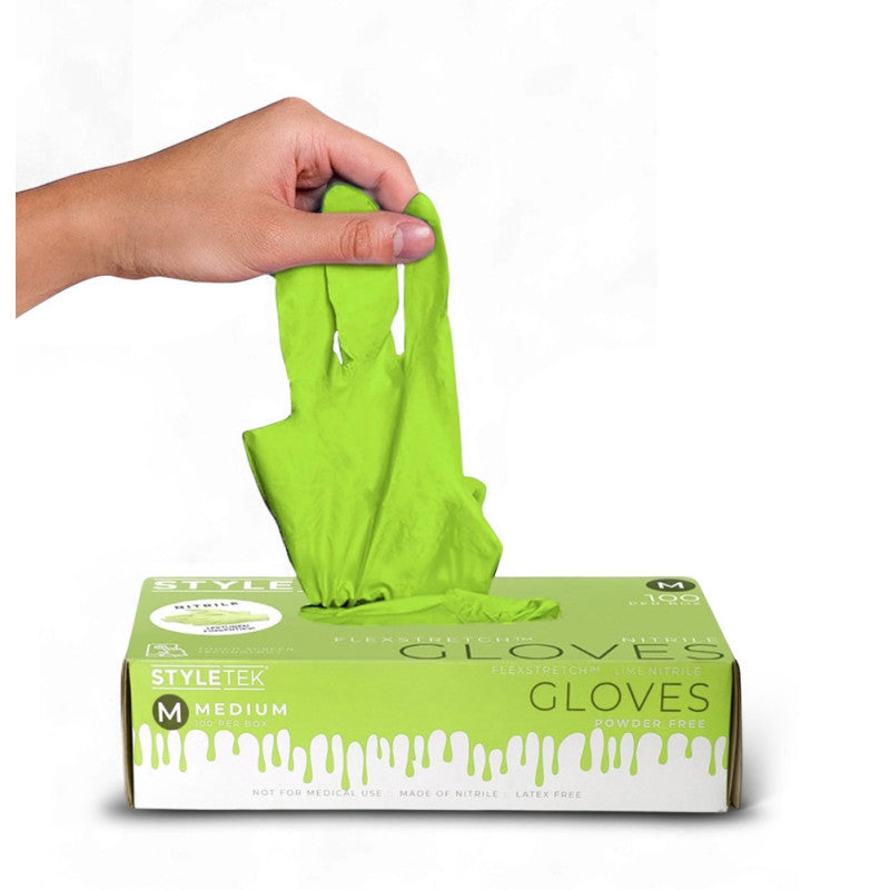 Styletek Lime Green Deluxe Grip Nitrile Gloves - Medium-1pcs