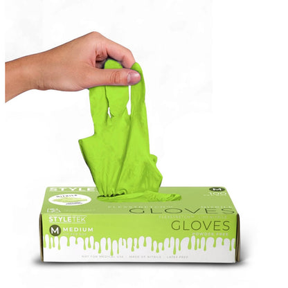 Styletek Lime Green Deluxe Grip Nitrile Gloves - Medium-1pcs