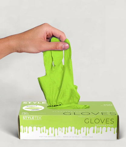 Styletek Lime Green Deluxe Grip Nitrile Gloves - Small-1pcs