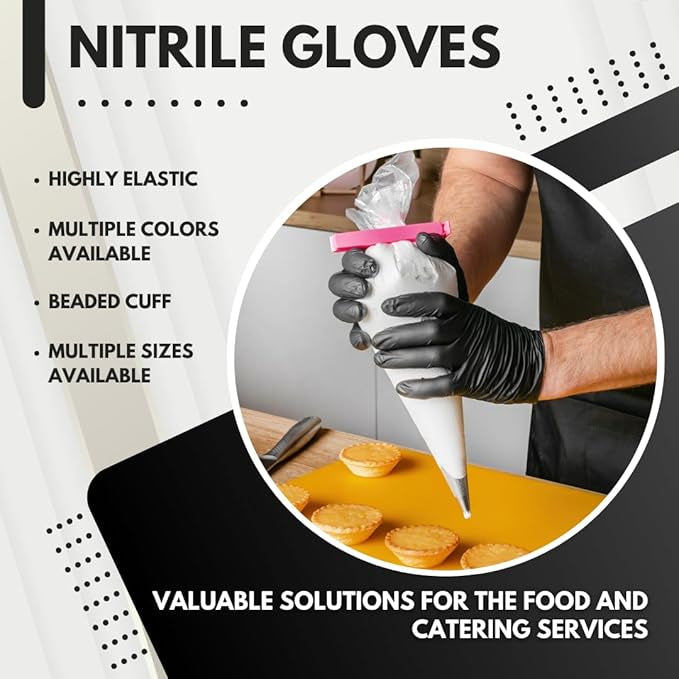 StyleTek-Disposable Black Nitrile Gloves, Cleaning - Powder & Latex Free - 1pcs-Medium