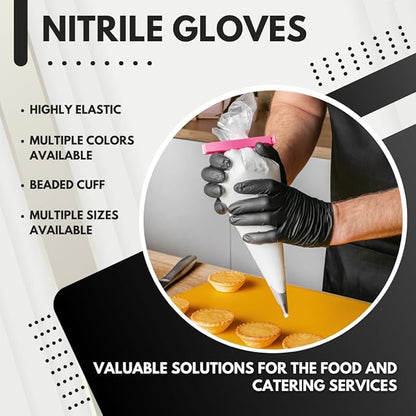 StyleTek-Disposable Black Nitrile Gloves, Cleaning - Powder & Latex Free - 1pcs-Medium