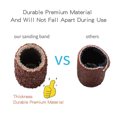 Professional Nail Drill Bits Sanding Bands for Nail Drill, 300pcs Including Brwon 80#, Black 120# and Zebra 180# Grit+ Free 3/32" Mandrel for manicure nail drill machine