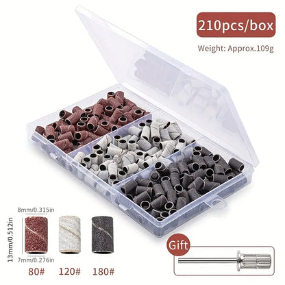Professional Nail Drill Bits Sanding Bands for Nail Drill, 300pcs Including Brwon 80#, Black 120# and Zebra 180# Grit+ Free 3/32" Mandrel for manicure nail drill machine