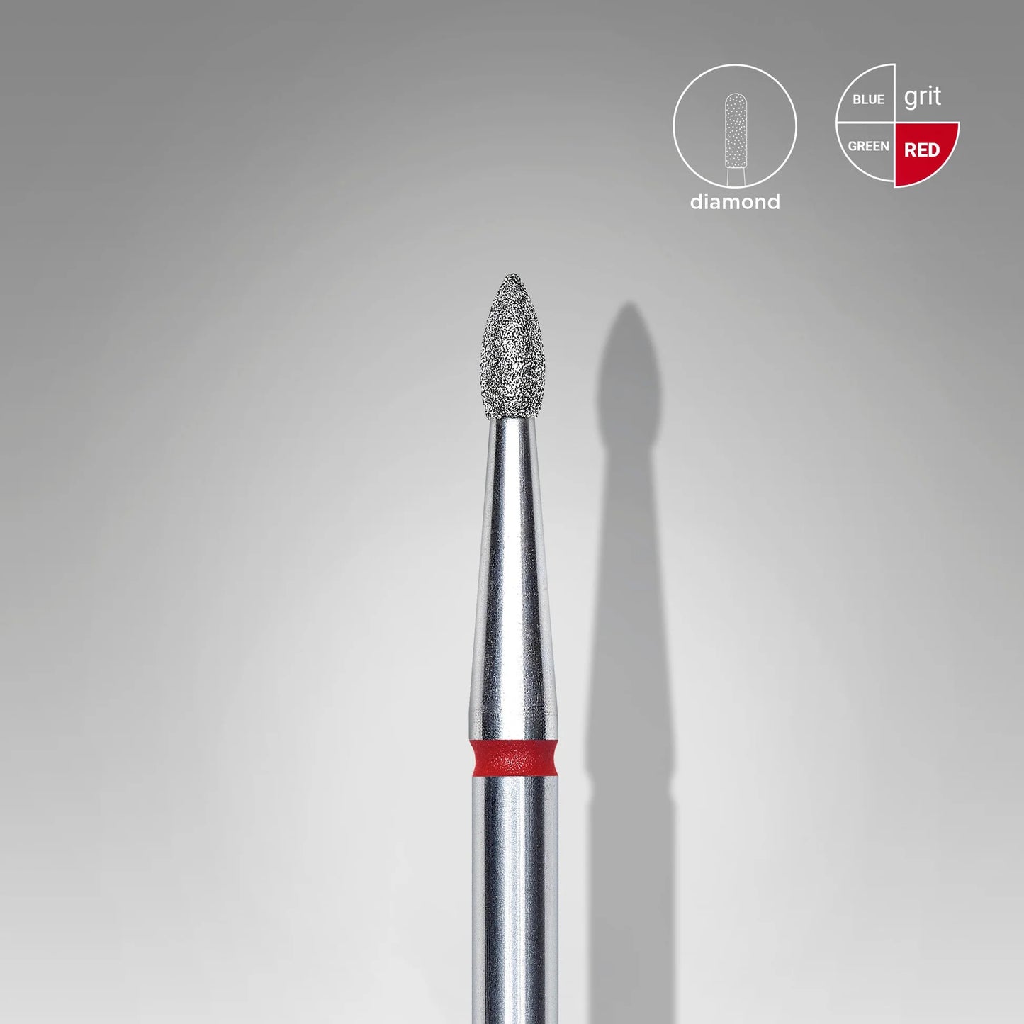 Staleks-Diamond nail drill bit pointed bud red EXPERT head diameter 1,8 mm / working part 4 mm