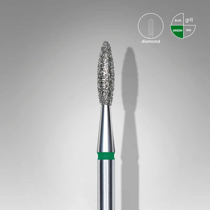 Staleks-Diamond nail drill bit flame green EXPERT head diameter 2,1 mm / working part 8 mm