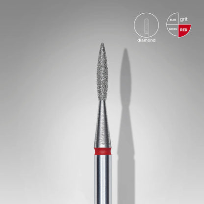 Staleks-Diamond nail drill bit pointed flame red EXPERT head diameter 1,6 mm / working part 8 mm