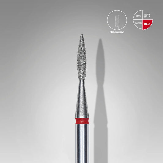 Staleks-Diamond nail drill bit pointed flame red EXPERT head diameter 1,6 mm / working part 8 mm