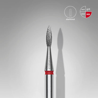 Staleks-Diamond nail drill bit pointed flame red EXPERT head diameter 1,8 mm / working part 8 mm