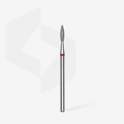 Staleks-Diamond nail drill bit pointed flame red EXPERT head diameter 2,1 mm / working part 8 mm