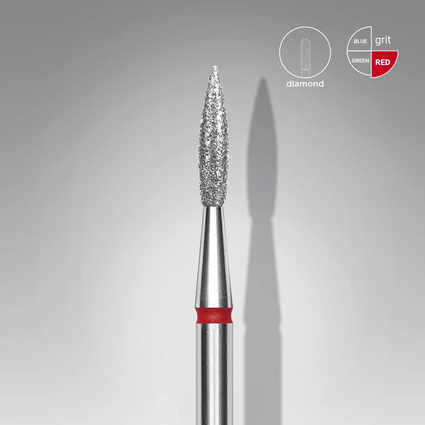 Staleks-Diamond nail drill bit pointed flame red EXPERT head diameter 2,3 mm / working part 8 mm