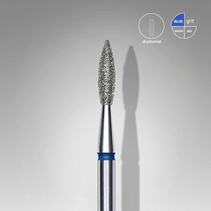 Staleks-Diamond nail drill bit pointed flame blue EXPERT head diameter 2,1 mm / working part 8 mm