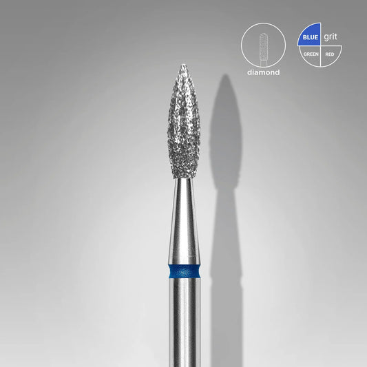 Staleks-Diamond nail drill bit pointed flame blue EXPERT head diameter 2,3 mm / working part 8 mm