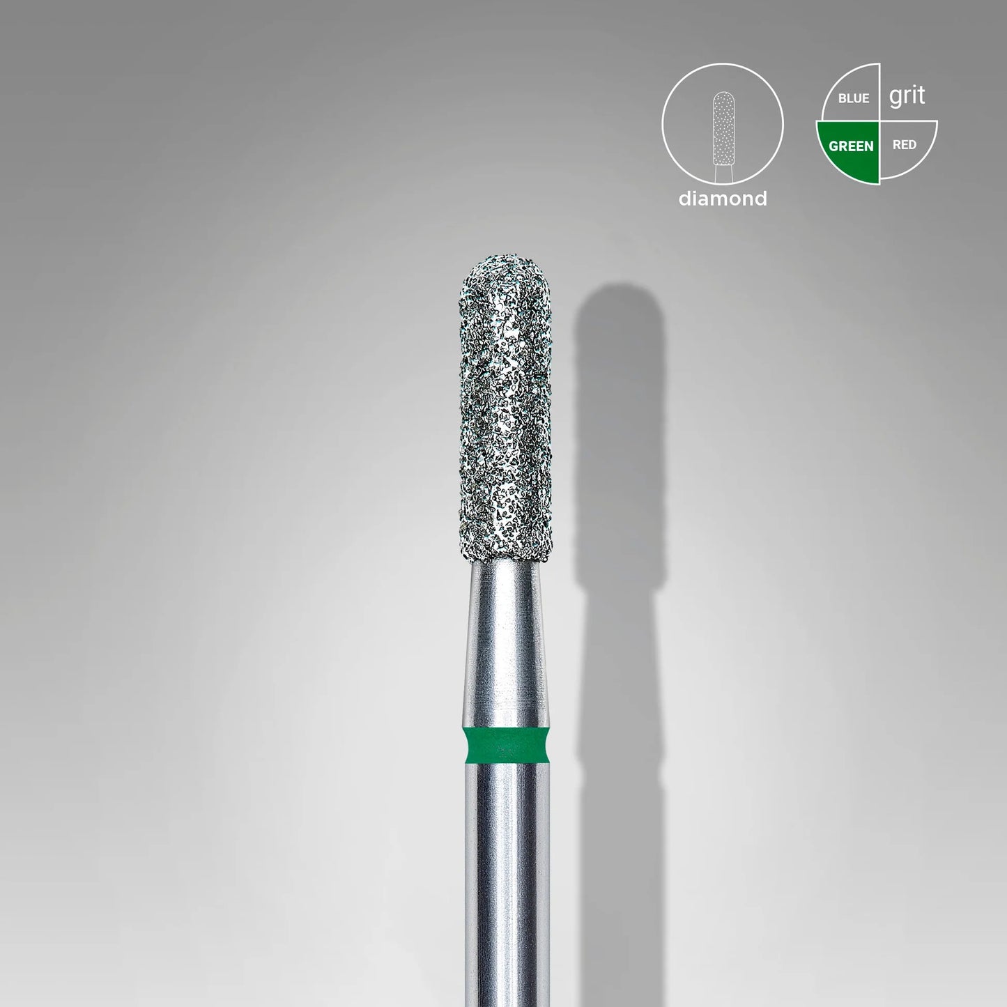Staleks-Diamond nail drill bit rounded cylinder green EXPERT head diameter 2,3 mm / working part 8 mm