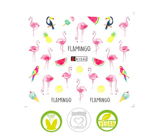 Waterdecals-Flamingos & Fruit -(A1542)