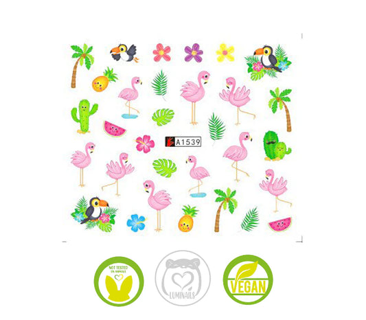 Waterdecals-Flamingos & Palm Trees-(A1539)