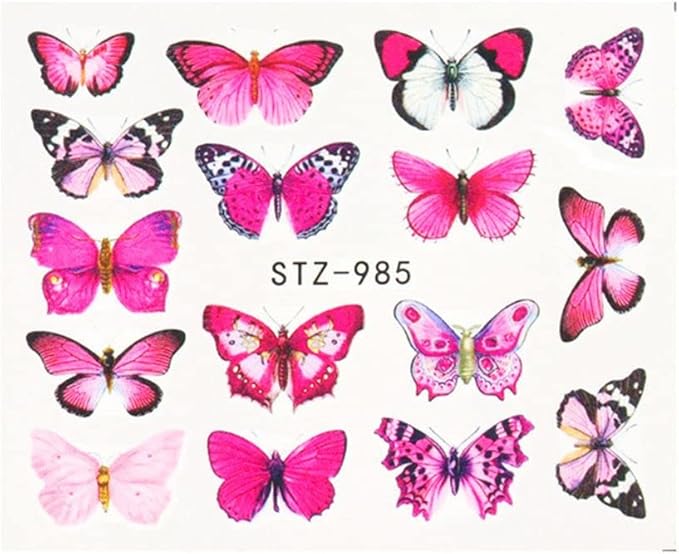Self-Adhesive Butterfly Nail Stickers Women Nail Decor Water Decals Transfer Nail AButterfly Nail Stickers -(STZ-985)