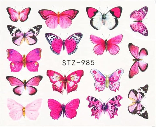 Self-Adhesive Butterfly Nail Stickers Women Nail Decor Water Decals Transfer Nail AButterfly Nail Stickers -(STZ-985)