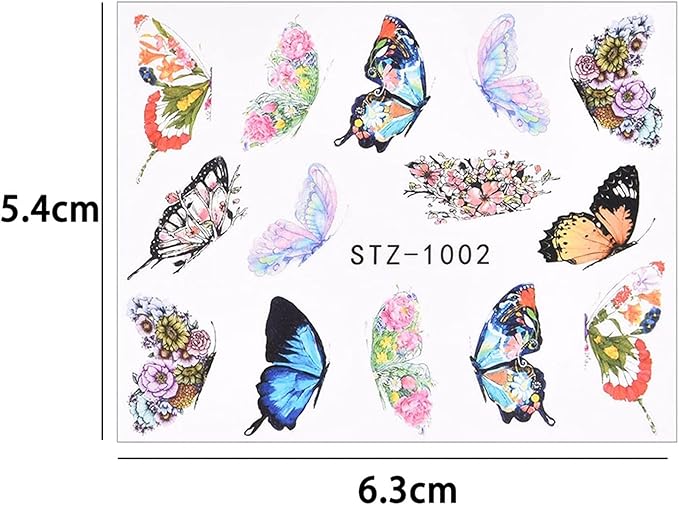 Watercolor Butterflies Sliders Nail Art Water Transfer Decal Sticker Blue Valentine's Day Nail Decoration Tattoo Manicure-(STZ-1002)