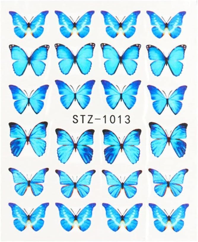 Self-Adhesive Butterfly Nail Stickers Women Nail Decor Water Decals Transfer Nail AButterfly Nail Stickers - (STZ-1013)