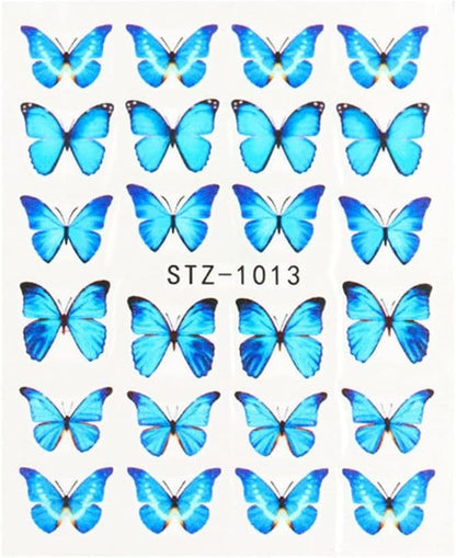 Self-Adhesive Butterfly Nail Stickers Women Nail Decor Water Decals Transfer Nail AButterfly Nail Stickers - (STZ-1013)