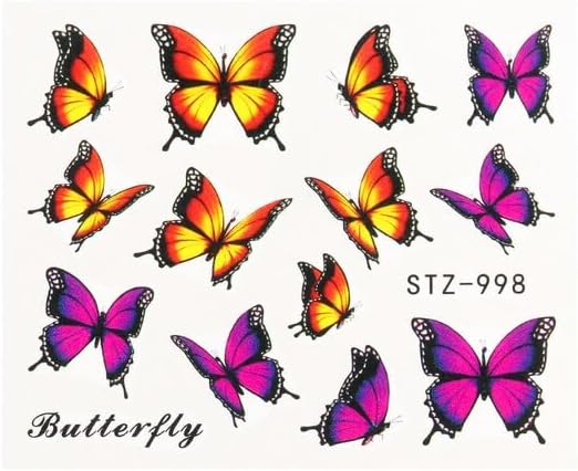 Self-Adhesive Butterfly Nail Stickers Women Nail Decor Water Decals Transfer Nail AButterfly Nail Stickers -(STZ-998)
