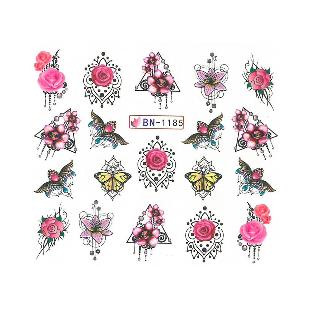 Stamping Manicure Nail Epoxy Resin Polymer Clay Jewelery Gem Butterfly Lace Flower Rose-(BN-1185)