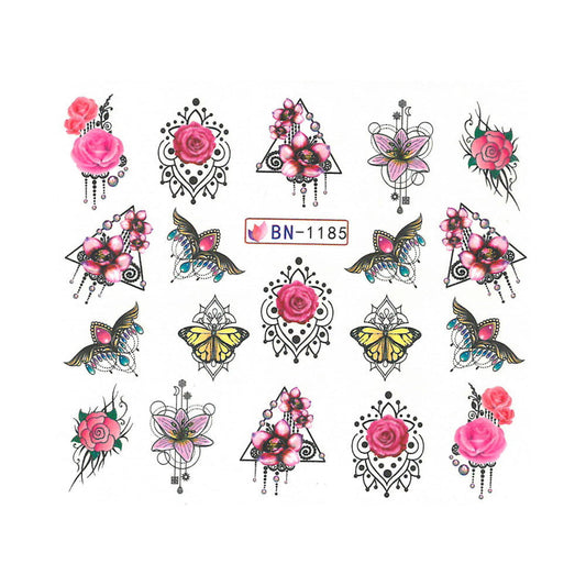 Stamping Manicure Nail Epoxy Resin Polymer Clay Jewelery Gem Butterfly Lace Flower Rose-(BN-1185)