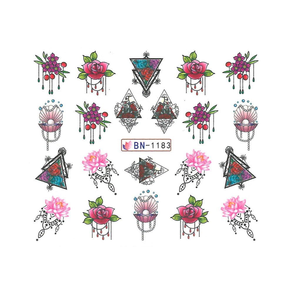 Water Transfer Watermark Design Decal Sticker Stamping Manicure Nail Decoration Epoxy Resin Jewelery Scarab Flowers Butterfly Lace-(BN-1183)