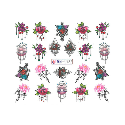 Water Transfer Watermark Design Decal Sticker Stamping Manicure Nail Decoration Epoxy Resin Jewelery Scarab Flowers Butterfly Lace-(BN-1183)