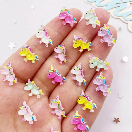 Cute Luminous 3D Unicorn Horse Charms Resin 40pcs