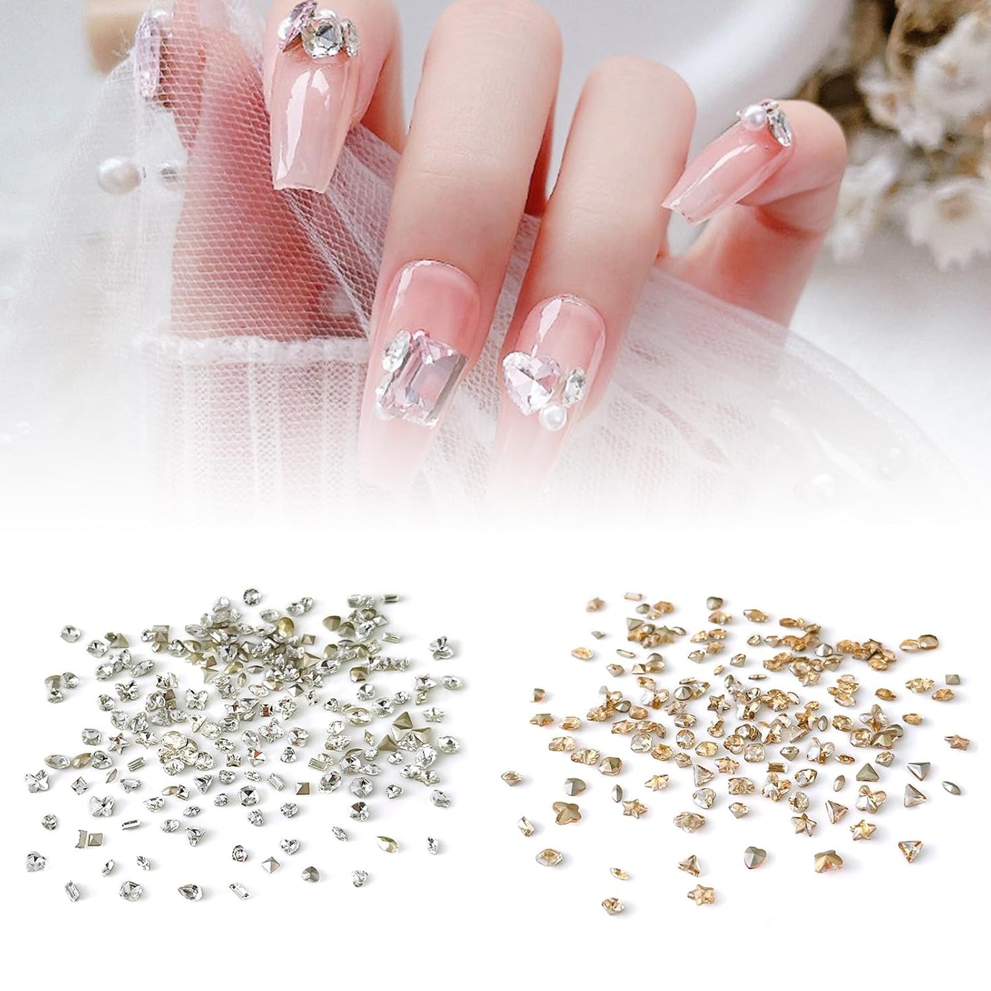 Fashion Crystal Nail Art Jewelry Crystal 3D Diamond Rhinestones Nail Rhinestones Nail Decoration (champagne color)
