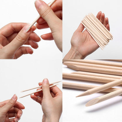 100Pcs Wood Sticks for Nails, Double Sided Cuticle Pusher Remover Nail Art Manicure & Pedicure Tool