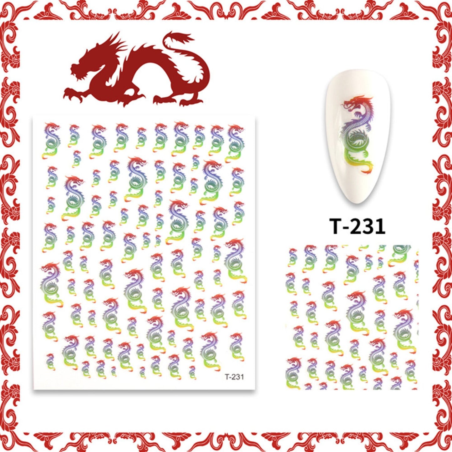 Dragon Nail Art Stickers: Chinese Zodiac Decals(T-231)